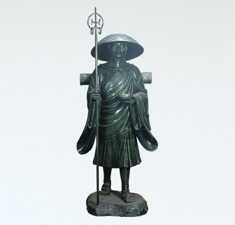 弘法大師（空海） 総高24cm 茶彩色 高岡銅器-仏像ワールド | 弘法大師