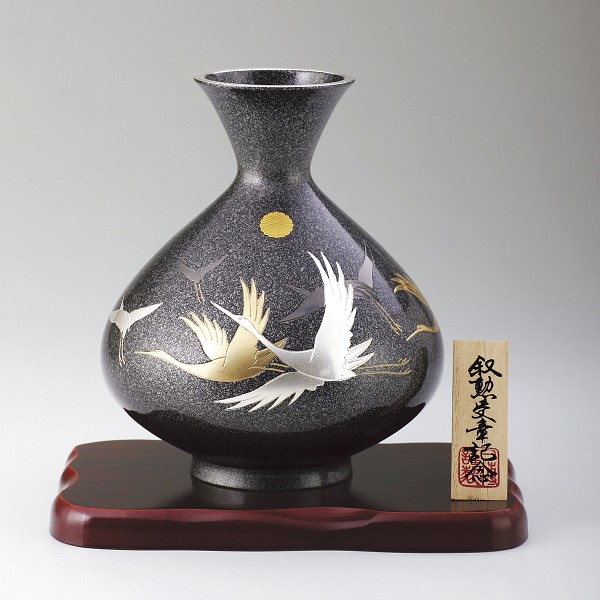 人気定番人気◆ 『 カブラ型・千羽鶴 』 銅製置物 花器