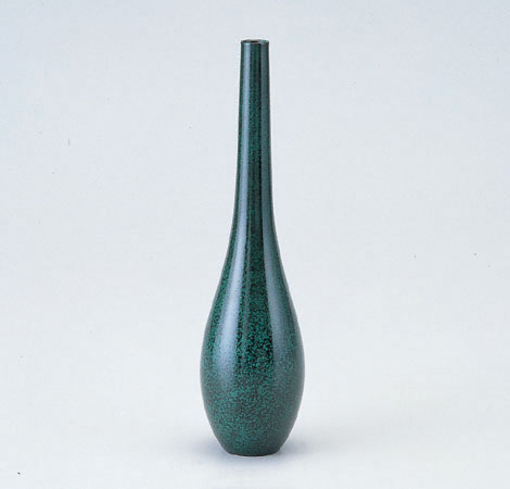 花瓶　銅製　曽呂利　朱銅色　高岡銅器　K344
