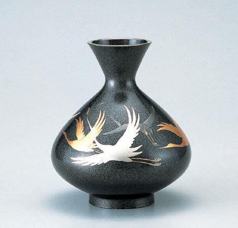 人気定番人気◆ 『 カブラ型・千羽鶴 』 銅製置物 花器