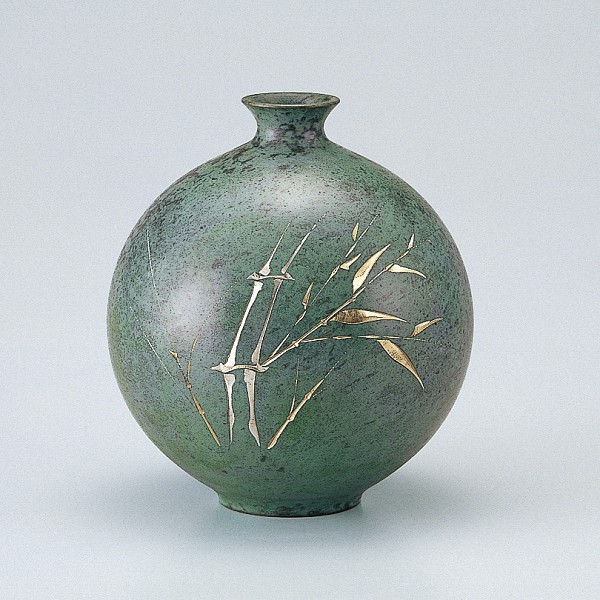 激安品◆ 『 玉寿・竹 』 銅製置物 花器
